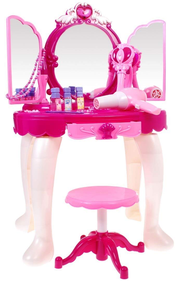 Frisiertisch Schminkkommode Schminktisch Schminkstudio Kinderschminktisch Set mit Spiegel und Hocker