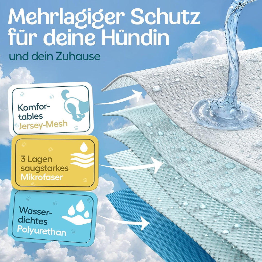 HUND IST KÖNIG Hundewindeln für Hündinnen (3 Stück) - Hochabsorbierende Läufigkeitshose für Hündinne