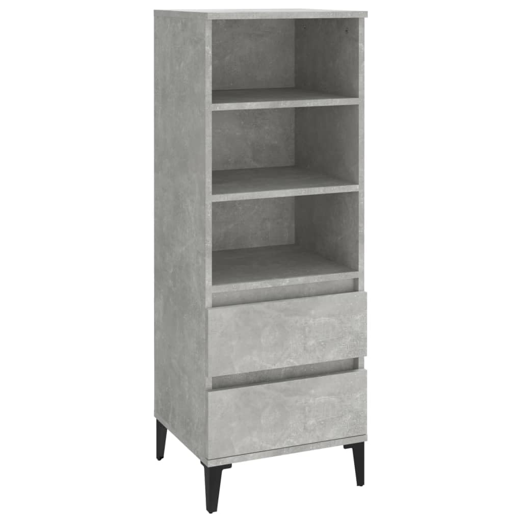 Makastle Modern Hochregal mit 3 offene Fächer & 2 Schubladen, Vitrinenschrank Bücherregal Bücherschr