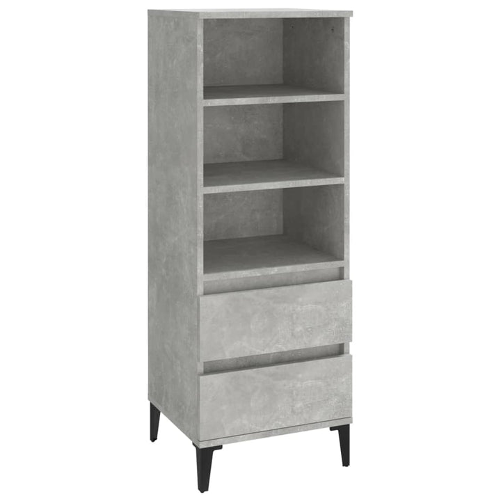 Makastle Modern Hochregal mit 3 offene Fächer & 2 Schubladen, Vitrinenschrank Bücherregal Bücherschr