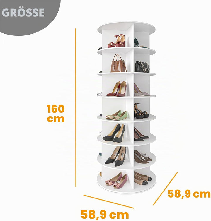 SpaceAid Drehbares Schuhregal mit 7 Ebenen, drehbares Schuhregal, Lazy Susan, drehbares 360-Grad-Sch