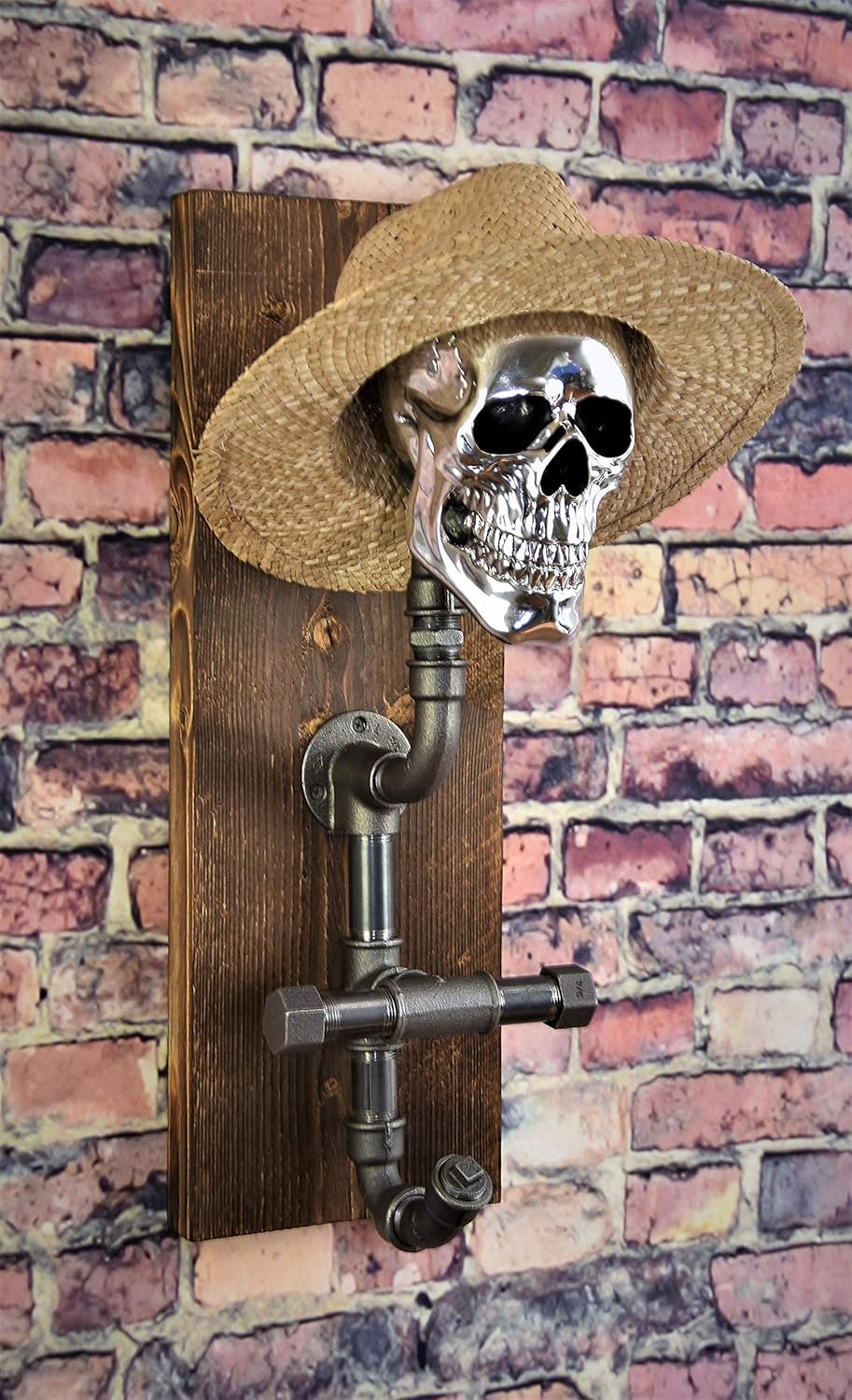 Helmhalter, Motorrad, Biker, Garderobe, Helm Totenkopf, Wand, retro