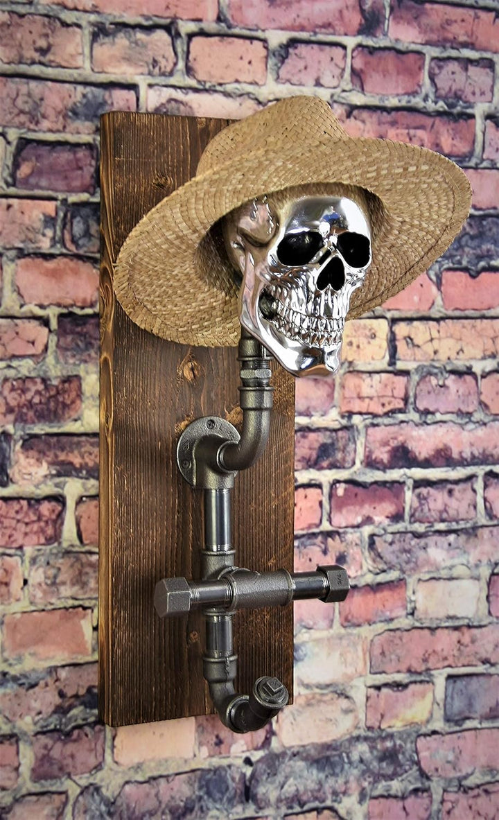 Helmhalter, Motorrad, Biker, Garderobe, Helm Totenkopf, Wand, retro