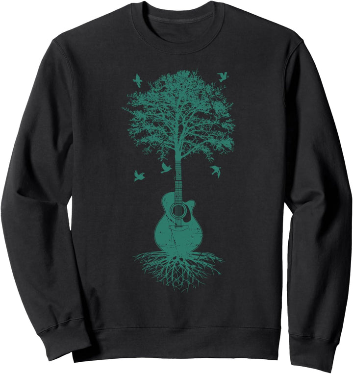 Akustische Gitarre Shirt, Gitarristen Lebensbaum Sweatshirt