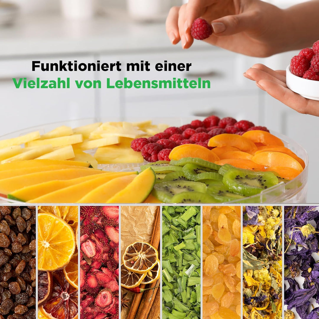 Nutrichef Dörrautomat 5 Einschübe – Schwarz BPA-freies Dörrgerät für Fleisch, Obst, Pilze & Gemüse,