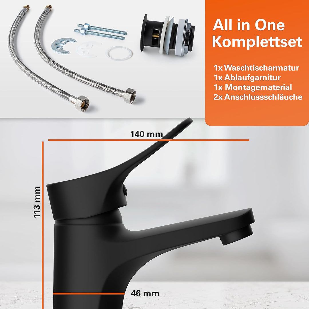 EISL NI075VEB VERONA Wasserhahn Bad, Mischbatterie für Waschbecken, Einhebelmischer Badezimmer, Wasc