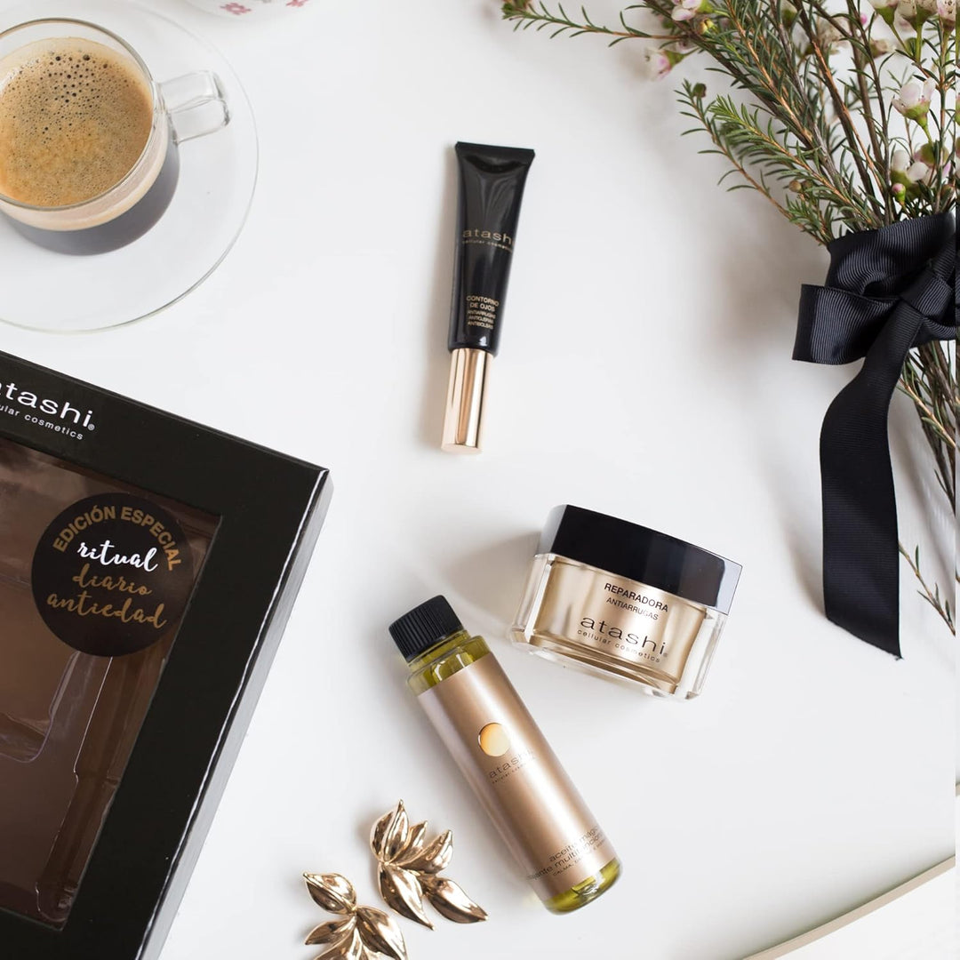 Atashi Cellular Cosmetics Atashi | Tägliches Anti-Aging-Ritual Brust | Reparierende Creme + Augenkon