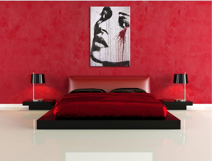 Pixxprint Abstrakt Frau als Leinwandbild/Grösse: 100x70 cm/Wandbild/Kunstdruck/fertig bespannt, 100x