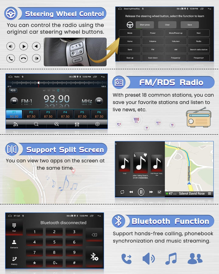 [2G+64G] Hikity Autoradio Navi Für Ford Transit Fiesta Focus Mondeo Kuga Galaxy S-Max Android 13 Wir