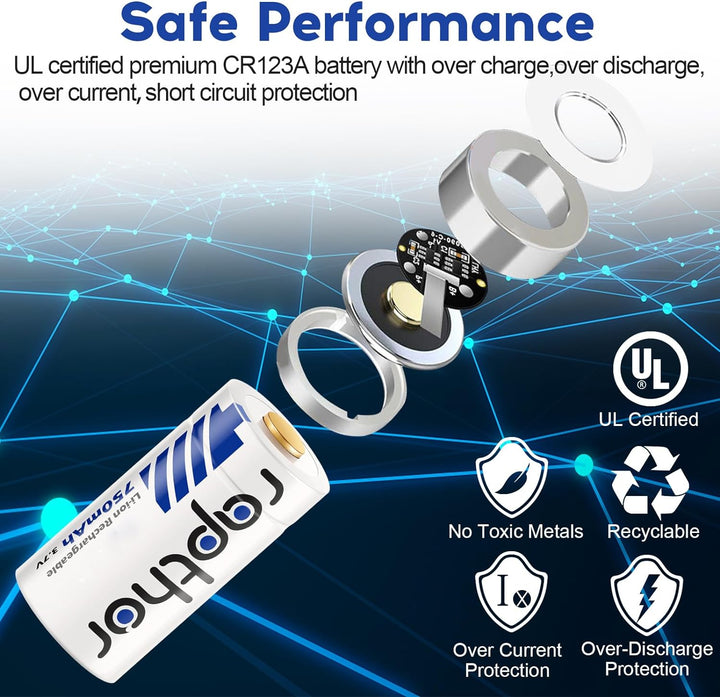Rapthor Arlo Akkus Wiederaufladbar 750mAh High Capacity 3.7V Wiederaufladbarer Akku für Arlo Wireles
