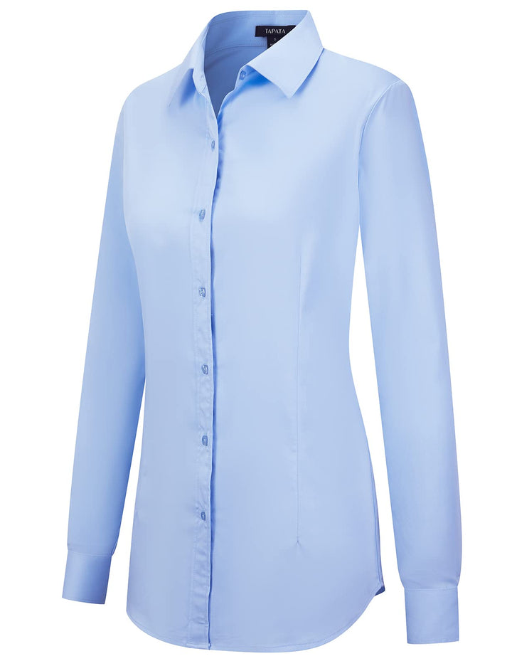 Tapata Damen Button Down Shirts Klassisch Fit Lange Ärmel Blusen Stretch Tops für Arbeit Business Ca