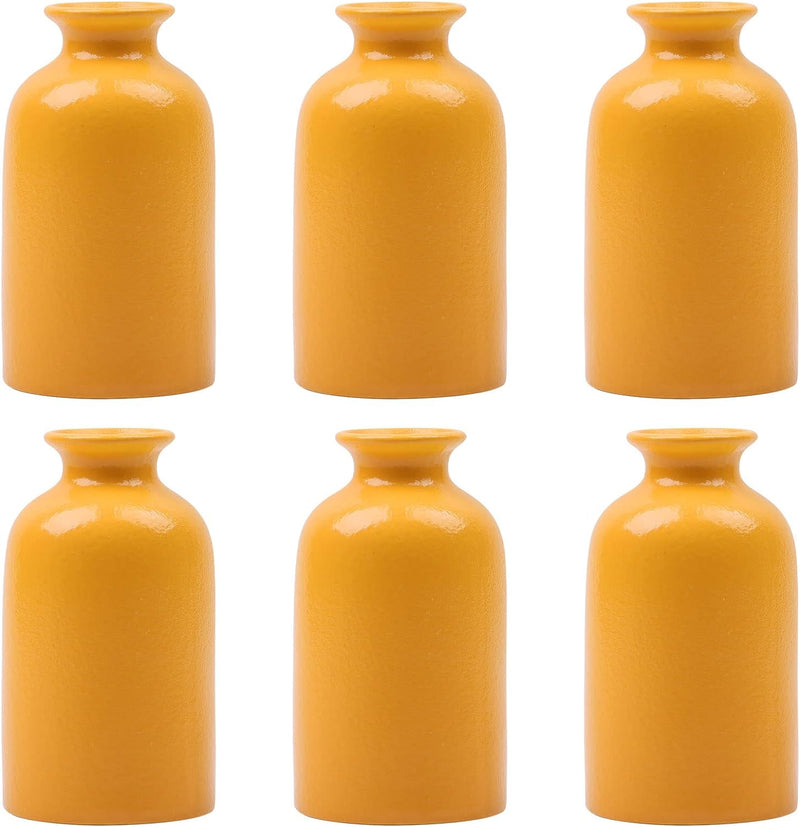 Kleine gelbe Vase, moderne Boho-Vasen für trockene Blumen, gelbe Keramik-Vasen für Heimdekoration, k