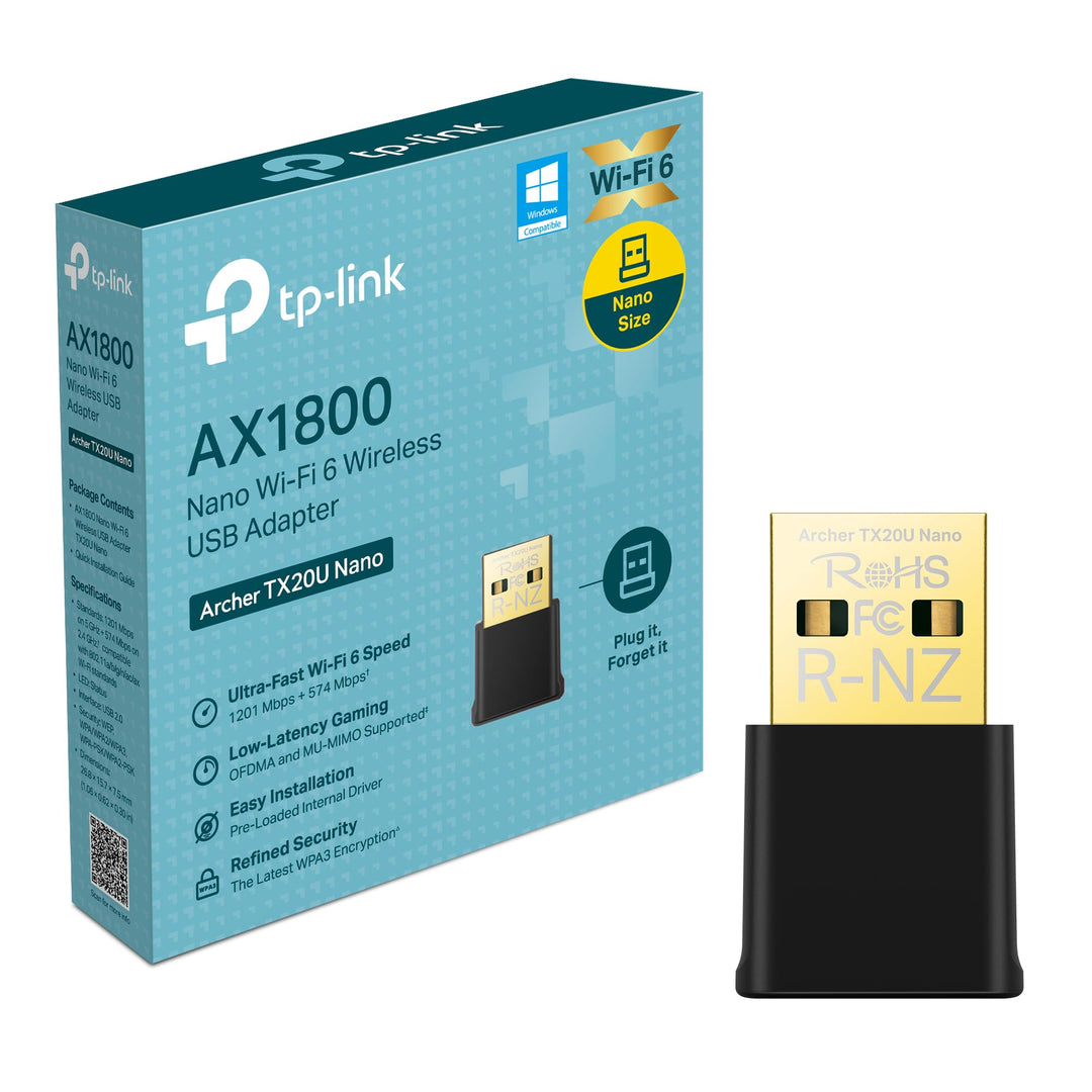 TP-Link Archer TX20U Nano WLAN Stick Für PC, WiFi 6 AX1800 Dual Band WLAN Adapter, Nano Grösse, WPA3
