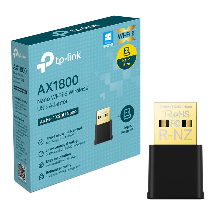 TP-Link Archer TX20U Nano WLAN Stick Für PC, WiFi 6 AX1800 Dual Band WLAN Adapter, Nano Grösse, WPA3