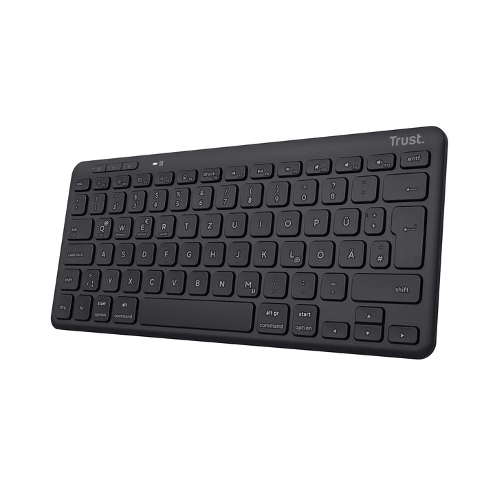 Trust Lyra Kompakte Bluetooth Tastatur, QWERTZ-Layout, 85% Recyclingkunststoff, Multi-Device Funktas