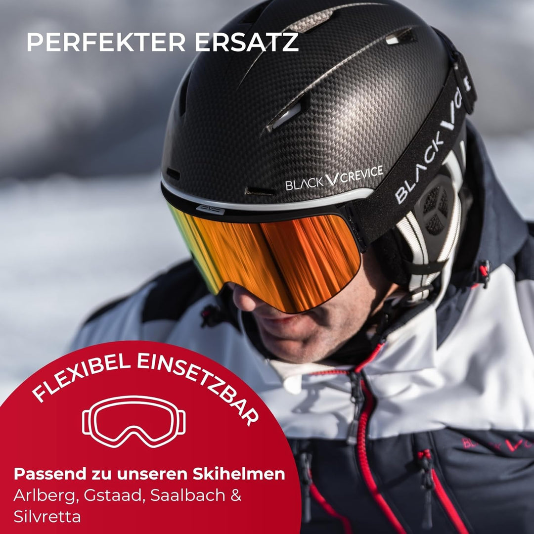 BLACK CREVICE Ersatzvisier mit Vollschutz I Skihelm-Ersatzvisier für Skihelm Arlberg &amp; Gstaad &amp; Saal