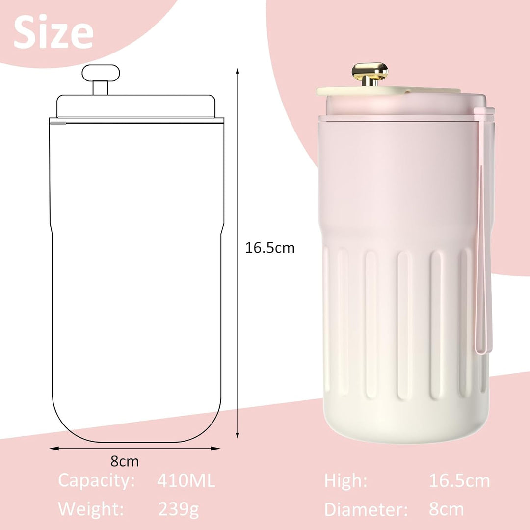 Homealexa Kaffeebecher Digitalanzeige Thermosflaschen 410ml 316 Edelstahl Travel Mug Isolierter Vaku