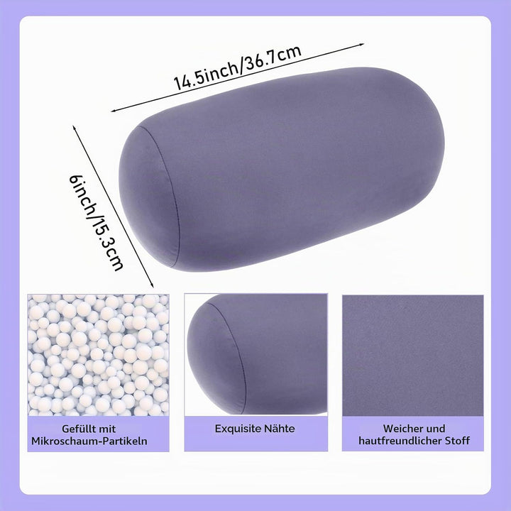 2 Stück Mikroperlen Nackenrollen 37 x 16 cm, Weiches Zylinderkissen für Nacken Kopf Rücken Unterstüt