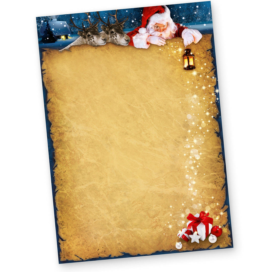 Briefpapier Weihnachten NORDPOL EXPRESS (100 Blatt) Weihnachtsbriefpapier mit Weihnachtsmann und Ren