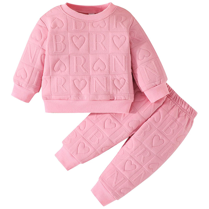 Kunyeah 2pcs Baby Mädchen Outfit Mädchen Liebe Herz Pullover Kleinkind Sweatshirt Hosen Kleinkind Br