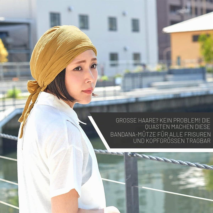 CHARM Raffen Turban Bandana Mütze Kopf Schal Alle Jahnreszeit Boho Schick Pirat, Beige
