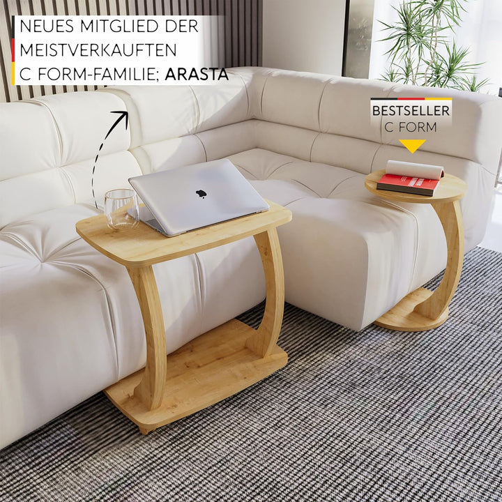 Beistelltisch Couch, mit Rollen, Laptoptisch für Couch, Kleiner Wohnzimmertisch, Sofatisch in stylis