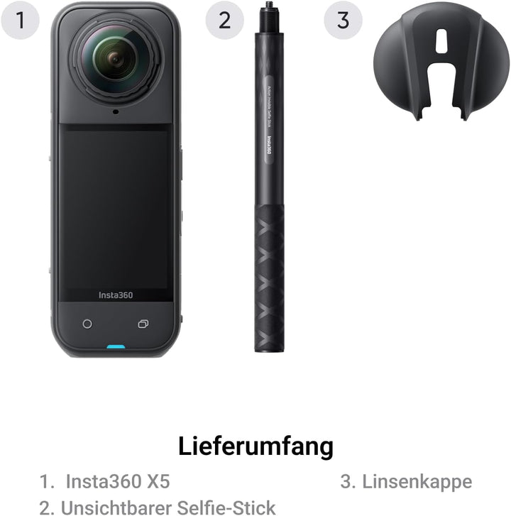 Insta360 X5 Snowboard-Bundle - wasserdichte 8K 360°-Kamera, Unsichtbarer Selfie-Stick-Effekt, Spitze