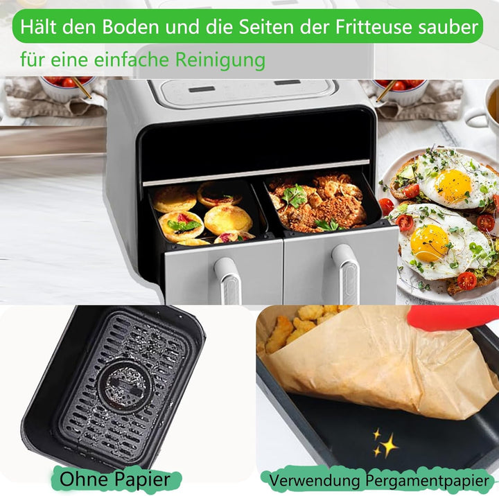 Pulsky Backpapier für Ninja Heissluftfritteuse, 200 Stück Airfryer Papier 22 * 14 CM BPA-Freies, Air