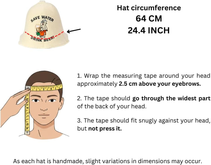 Natural Textile Saunahut 'Drink Beer' White - 100% organische Wollfilzmützen - Schützen Sie Ihren Ko