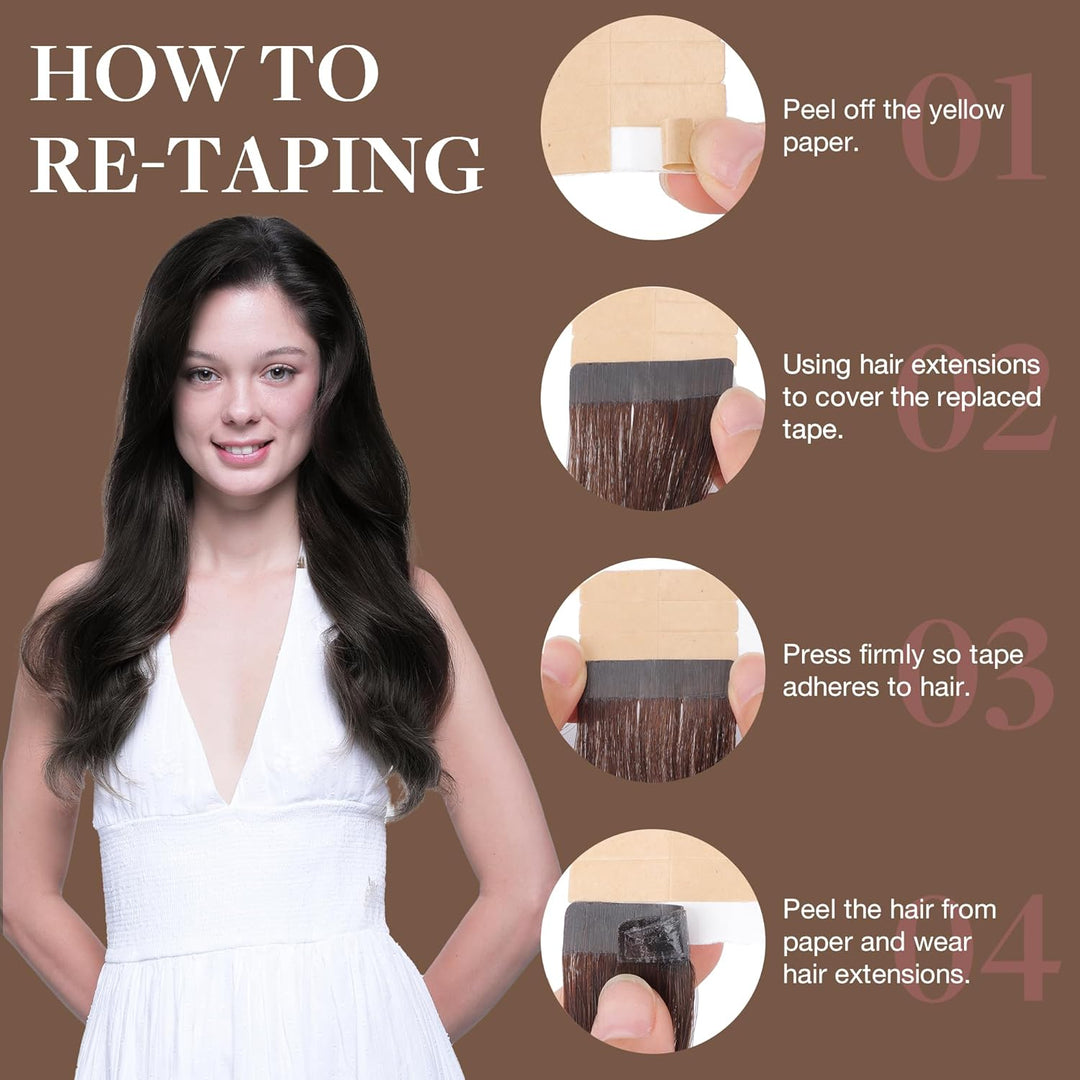 GOO GOO Tape in Extensions Echthaar, Tape Extensions Echthaar, 30cm 40g 20pcs, Extensions Echthaar,