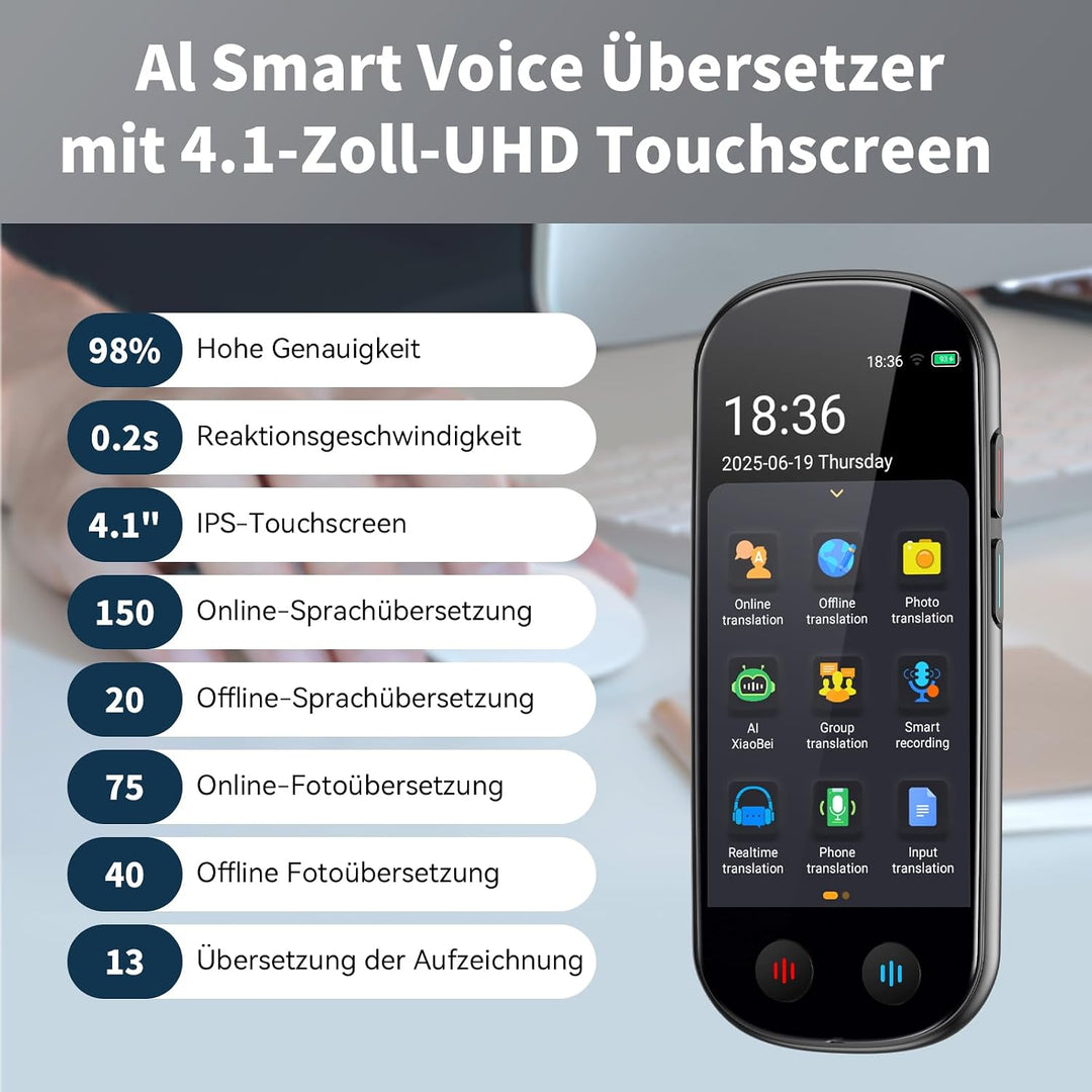 Sprachübersetzer Gerät,Übersetzungsgerät mit Sprachausgabe Translator,Übersetzer Echtzeit 150 Sprach