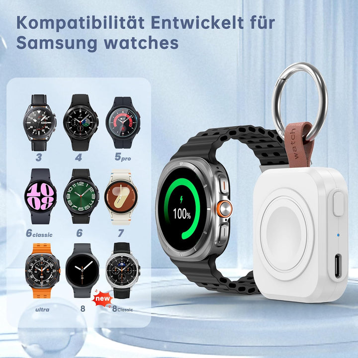 Ladegerät für Samsung Galaxy Watch, 1200 mAh, tragbares Ladegerät für Samsung Galaxy Watch 8/8 Class