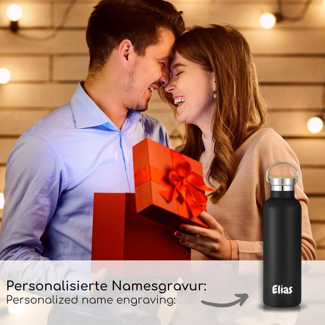 Milu® Trinkflasche mit Gravur personalisiert - als Geschenk-Idee Ostern, Vatertag, Muttertag, Weihna