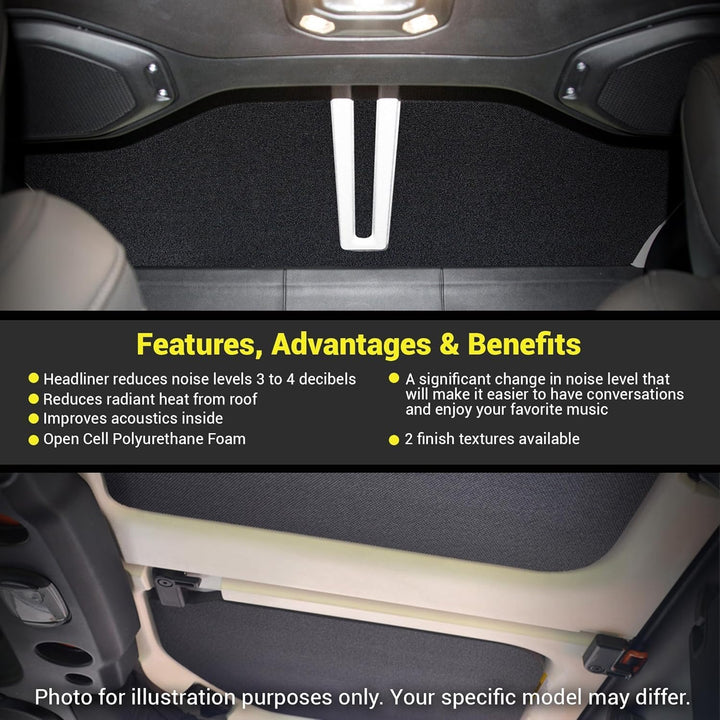 Design Engineering 050183 Headliner für Schalldämpfung, 7-teilig, Schwarz Jeep Gladiator JT (2020-up