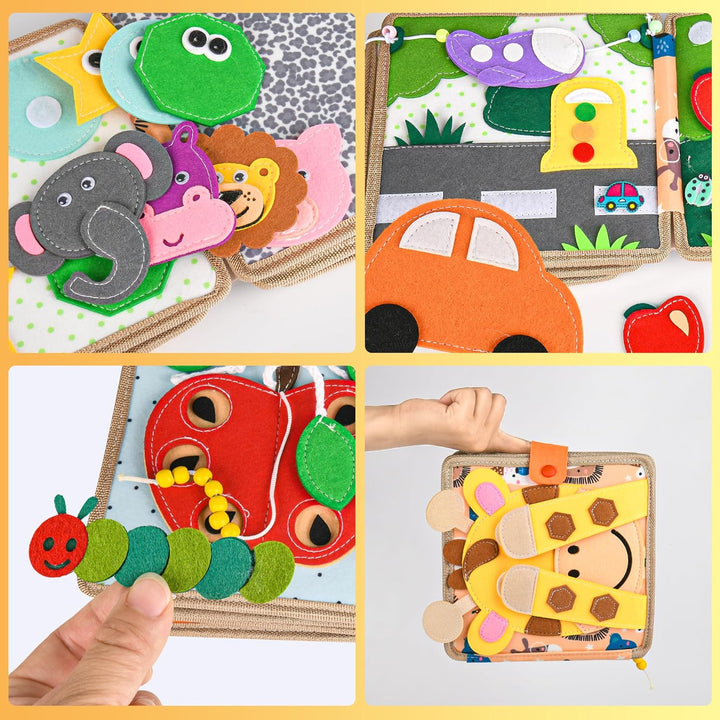 Quiet Book 2 Jahre,Stille Buch aus Weichem Filz für frühe Bildung,Feinmotorik,Busy Board Montessori