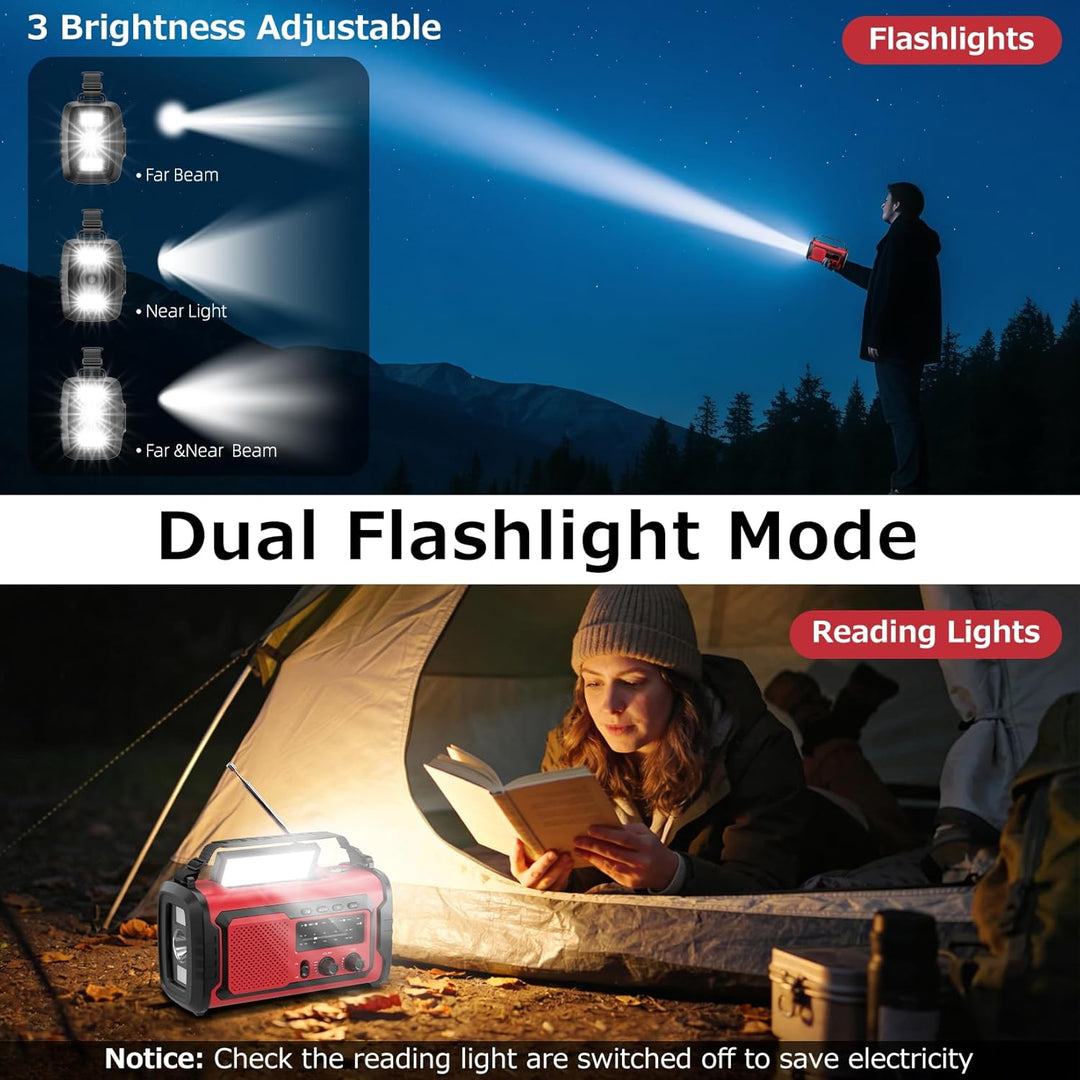 Kurbelradio 27000mAh, Notfallradio Solar Kurbel FM/AM Mit Bluetooth, SOS Alarm Emergency Radio, Kurb