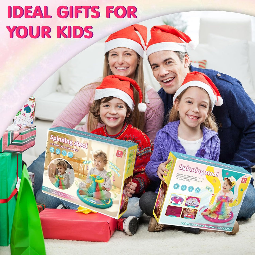 Einhorn Karussell Drehstuhl für Kinder, Übergrösse 360° Drehstuhl mit LED-Beleuchtung und Musik, Sin