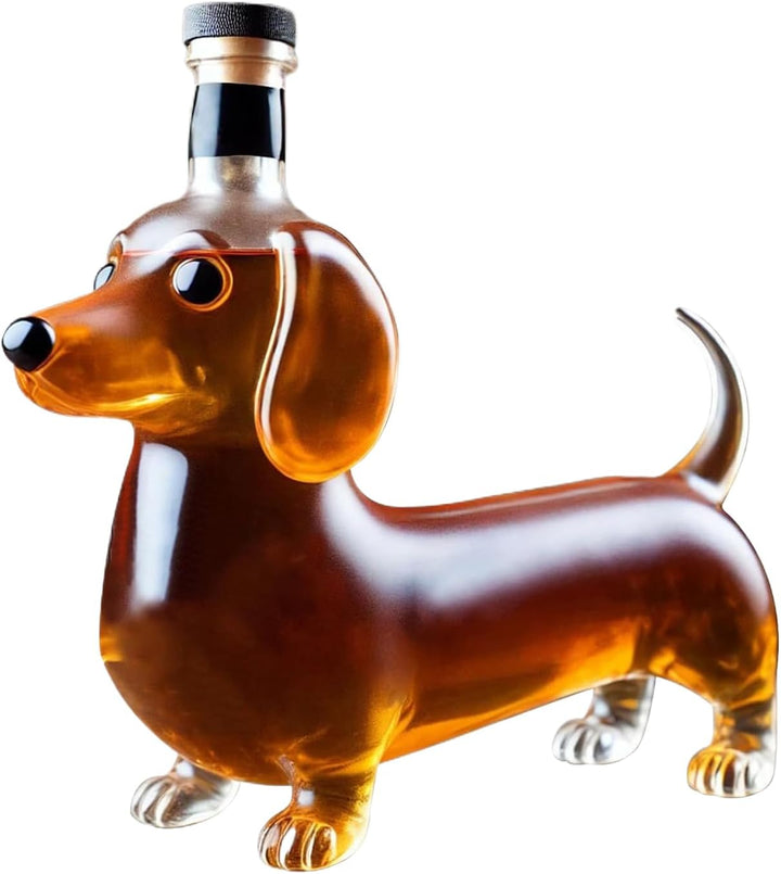 Whiskey Glasflasche - Lustige Whiskey Glasflasche Dackel Form - Dekorative Dekanter Tier Statue Wein