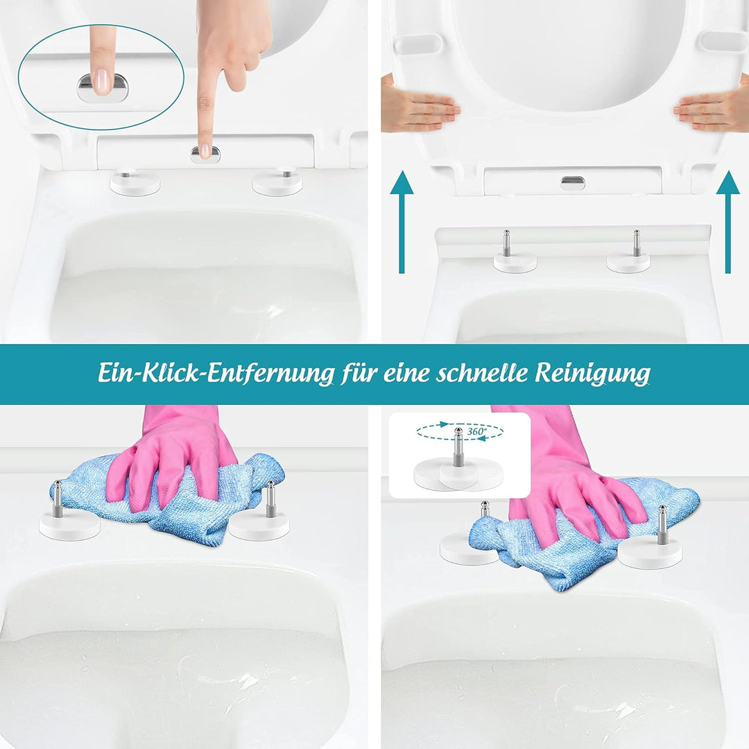 WC Sitz mit Absenkautomatik, Oval Toilettendeckel Abnehmbar Einfache Montage und Sauber, Universelle