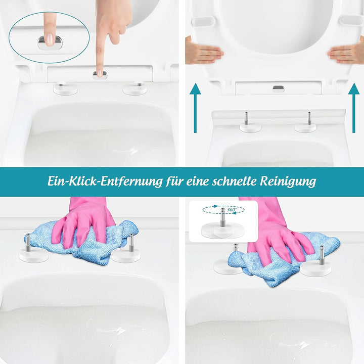 WC Sitz mit Absenkautomatik, Oval Toilettendeckel Abnehmbar Einfache Montage und Sauber, Universelle