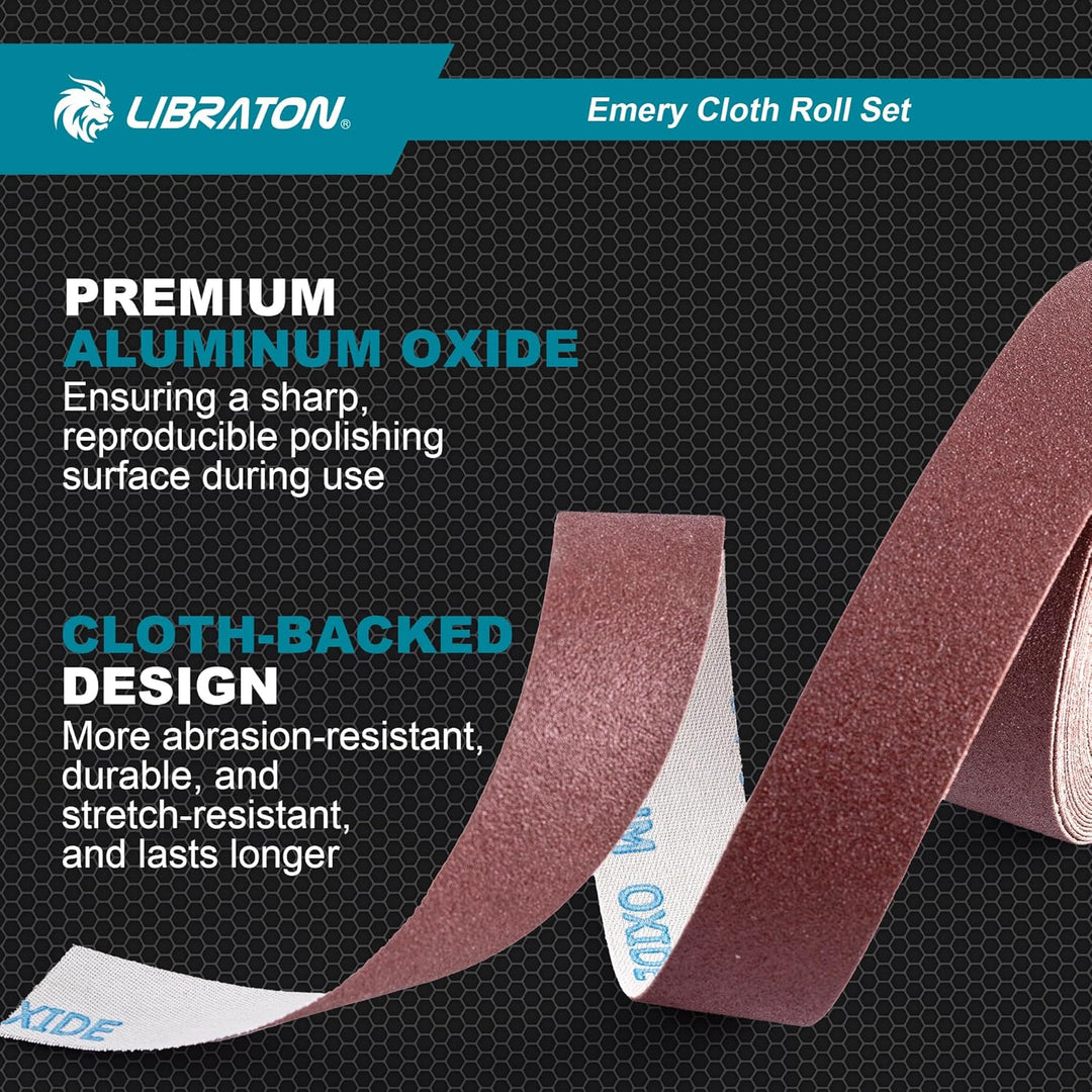 Libraton Schleifpapier Rollen, Schmirgeltuchrolle, 5 Rollen Schleifpapier mit Box, Körnung 150, 240,