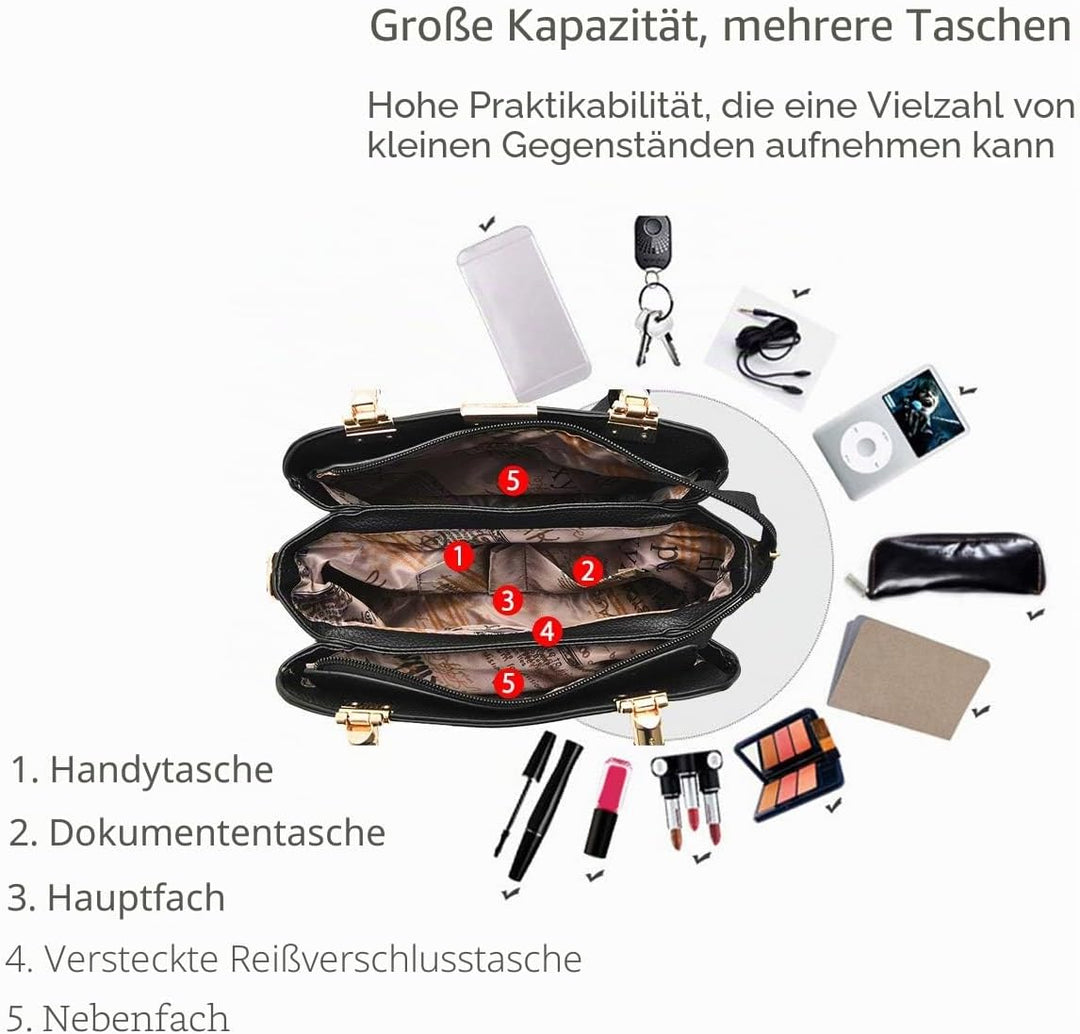 NICOLE &amp; DORIS Damen Handtaschen Elegante Damen Tasche Designe Frauen Umhängetasche PU Weiche Ledert