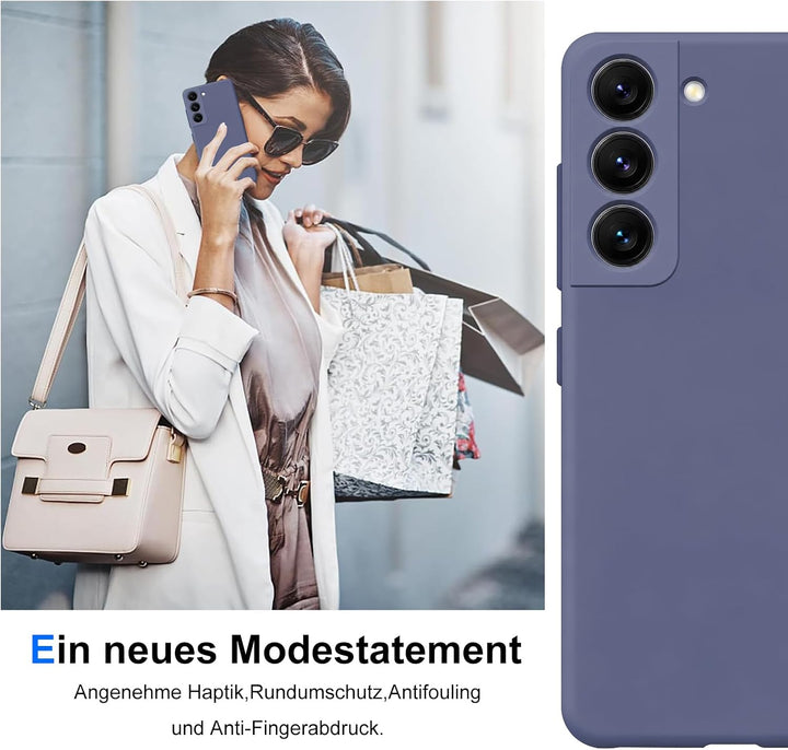 Handyhülle für Samsung Galaxy S22 Hülle [Material-Upgrade] Soft Silicone Case mit Mikrofaserfutter R