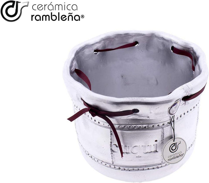 CERÁMICA RAMBLEÑA | Silberner Tafelaufsatz -Schleife inbegriffen- | Keramischer Tafelaufsatz | Dekor