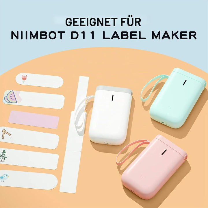 NIIMBOT Thermo Kabeletiketten, 12.5 x 109mm Etikettendrucker Thermo Papier Kompatibel mit dem D110 D