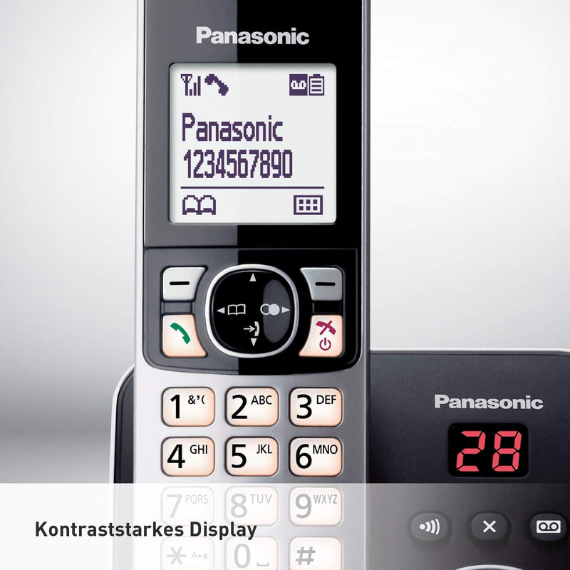 Panasonic KX-TG6822GB DECT Schnurlostelefon mit Anrufbeantworter (strahlungsarm, Eco-Modus, GAP Tele