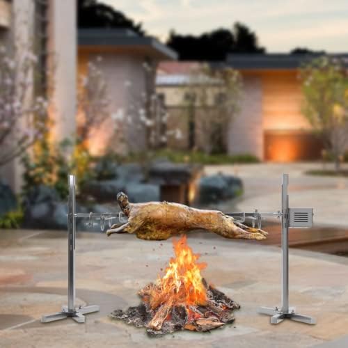 Elektrischer Grillspie Drehspie Drehspiess Grill Rotisserie Spanferkelgrill mit 2 Fleischnadeln für