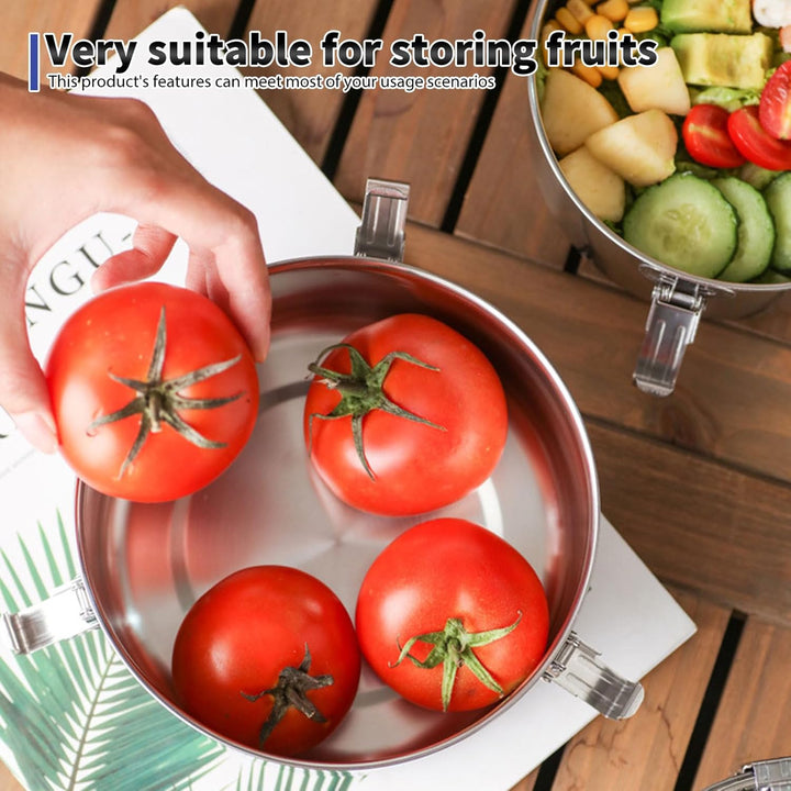 3 Stück Edelstahl Brotdose Rund, Φ10cm Auslaufsichere Brotdose, Lebensmittelbehälter Kinder, 304 Ede