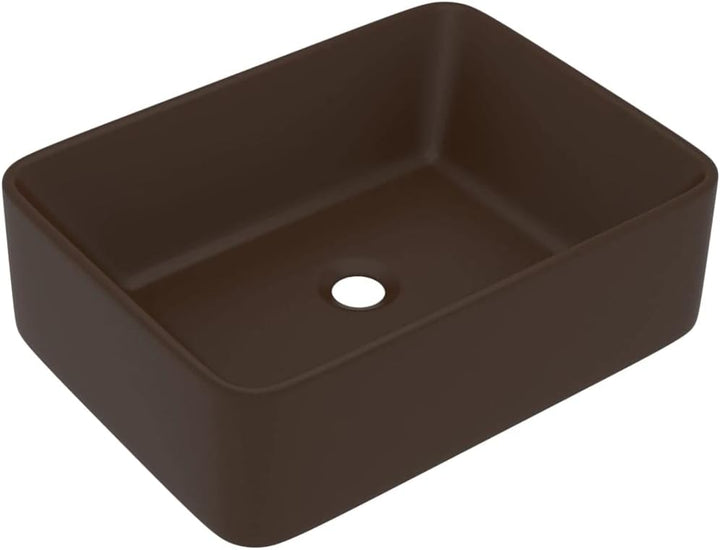 WIFESE Luxus-Waschbecken Matt Dunkelbraun 41x30x12 cm Keramik Aufsatzwaschbecken Eckig Badezimmer Mö