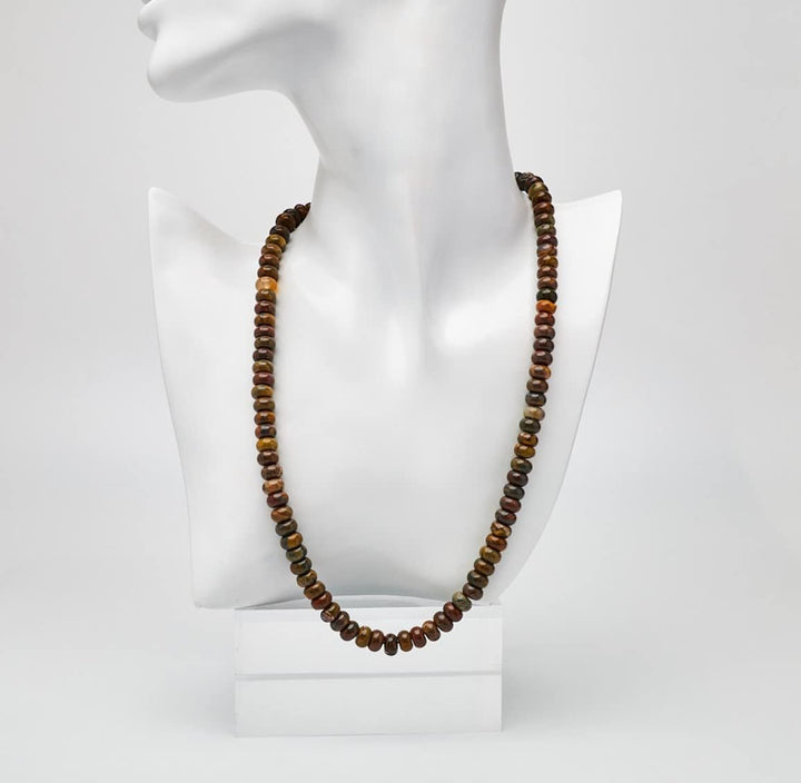 Handgemachte Herren Perlenkette Kette Tigerauge Onyx Grau Achat Jaspis | 8MM Natürliche Edelsteine H